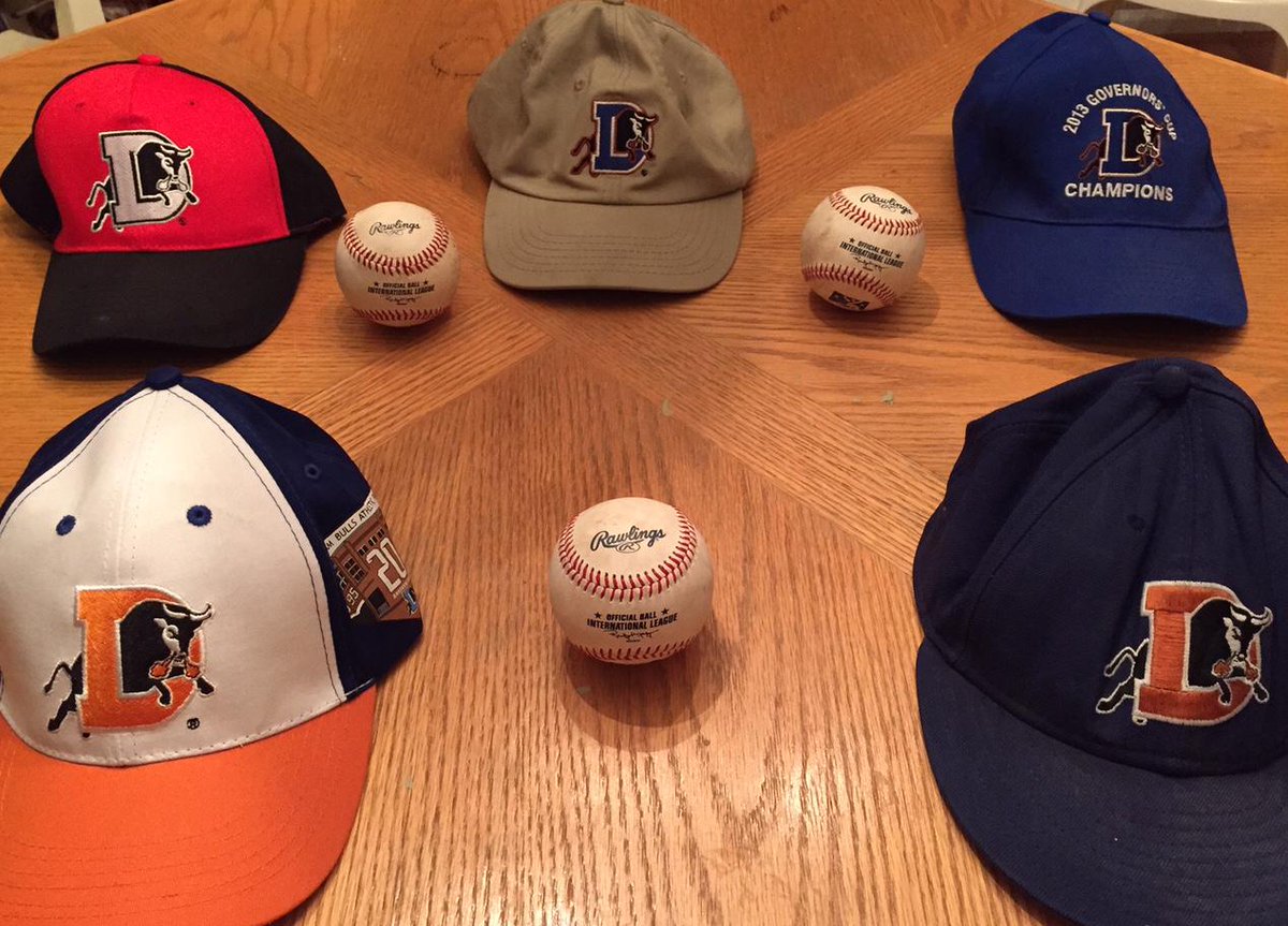 TCinNC's tweet photo. In honor of #DBAP20, my @DurhamBulls cap collection so far. @DurhamBullsGM @WoolEBull http://t.co/dGDKbJPYRz
