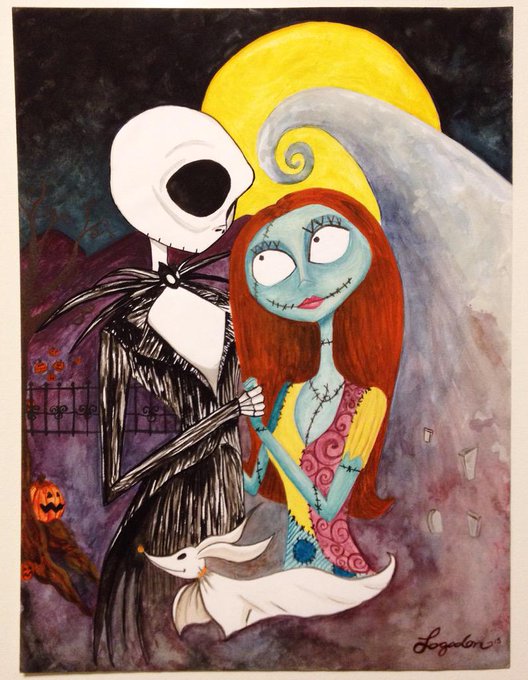 Finally finished "Meant to Be" 🎨 9x12" #watercolor based on the amazing #nightmarebeforechristmas! 💀<a href="/tag/watercolor"class="tags">#watercolor</a><a href="/tag/logsdonart"class="tags"><span>#logsdonart</span></a><a href="/tag/nightmarebeforechristmas"class="tags"><span>#nightmarebeforechristmas</span></a>