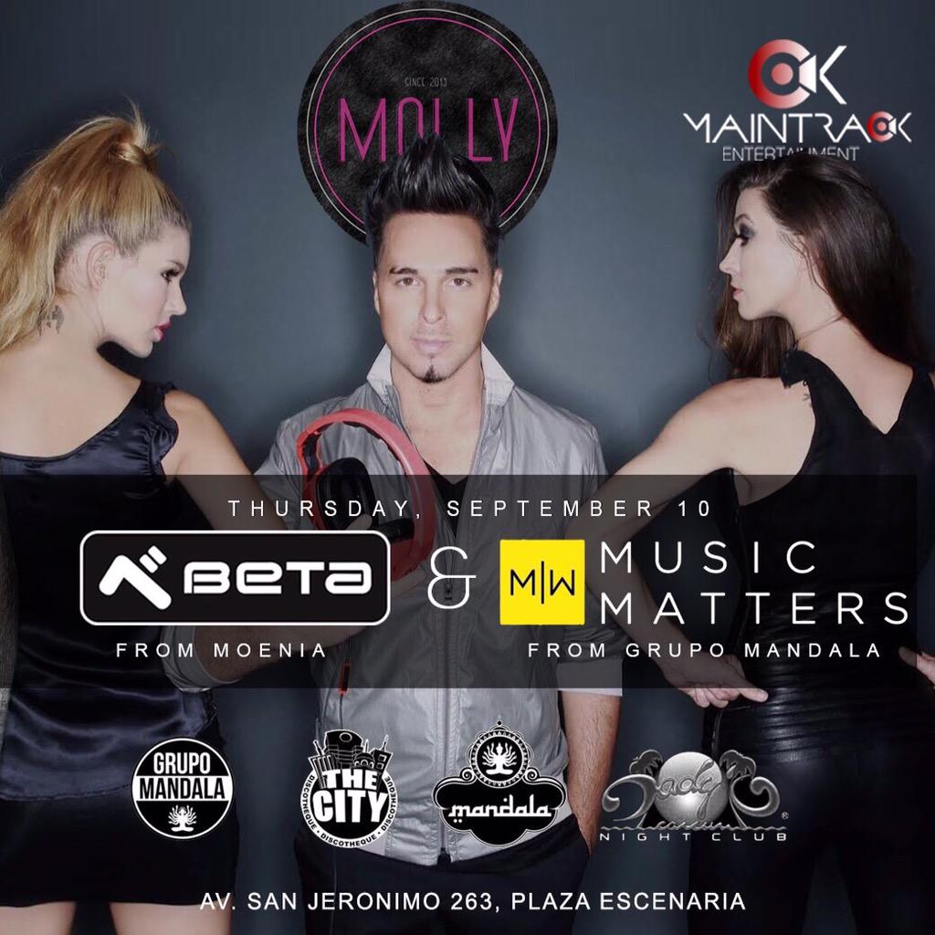 AlexMidi's tweet photo. Este JUEVES los veo en Molly Club, plaza escenaria. #BetaDJSet 👊🏼 http://t.co/i52ifG0rGZ