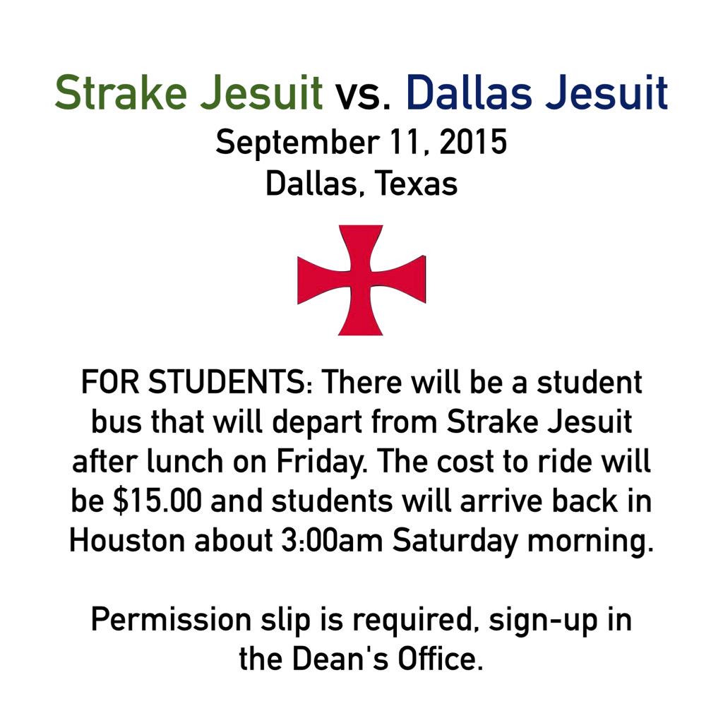 ignatian_nation's tweet photo. Important and exciting information for this Friday's Strake Jesuit vs. Dallas Jesuit game: http://t.co/X0n6pQzFTx