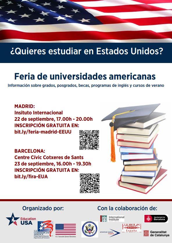 foroUSAES's tweet photo. Hi, amig@s! Our partners organizan próximos 22/9 Madrid y 23/9 Barcelona jornada sobre study in the US! Join them! http://t.co/qPTm2kVIvB