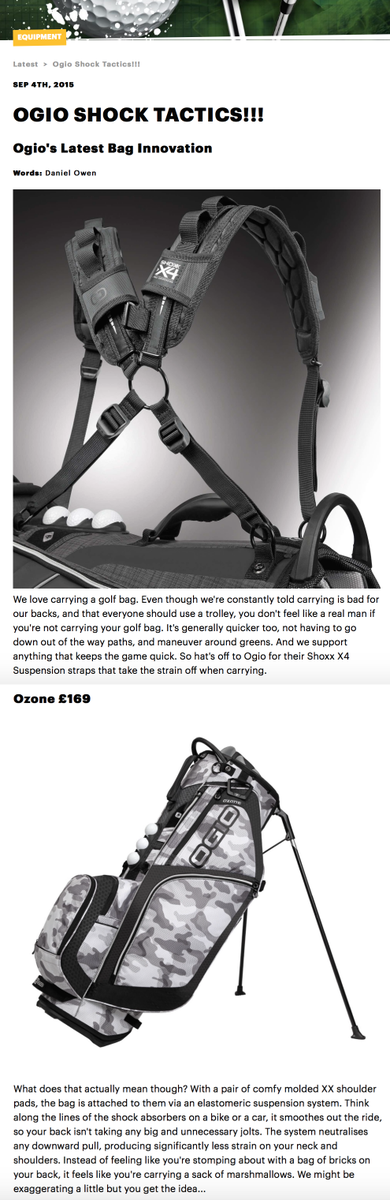 PSMsports's tweet photo. Great article by our buddies at @GolfPunk_Mag on the new @OGIO_Europe SHOCK TACTICS!!! #golfpunks #golf #OGIO http://t.co/FnB7UXB8HG