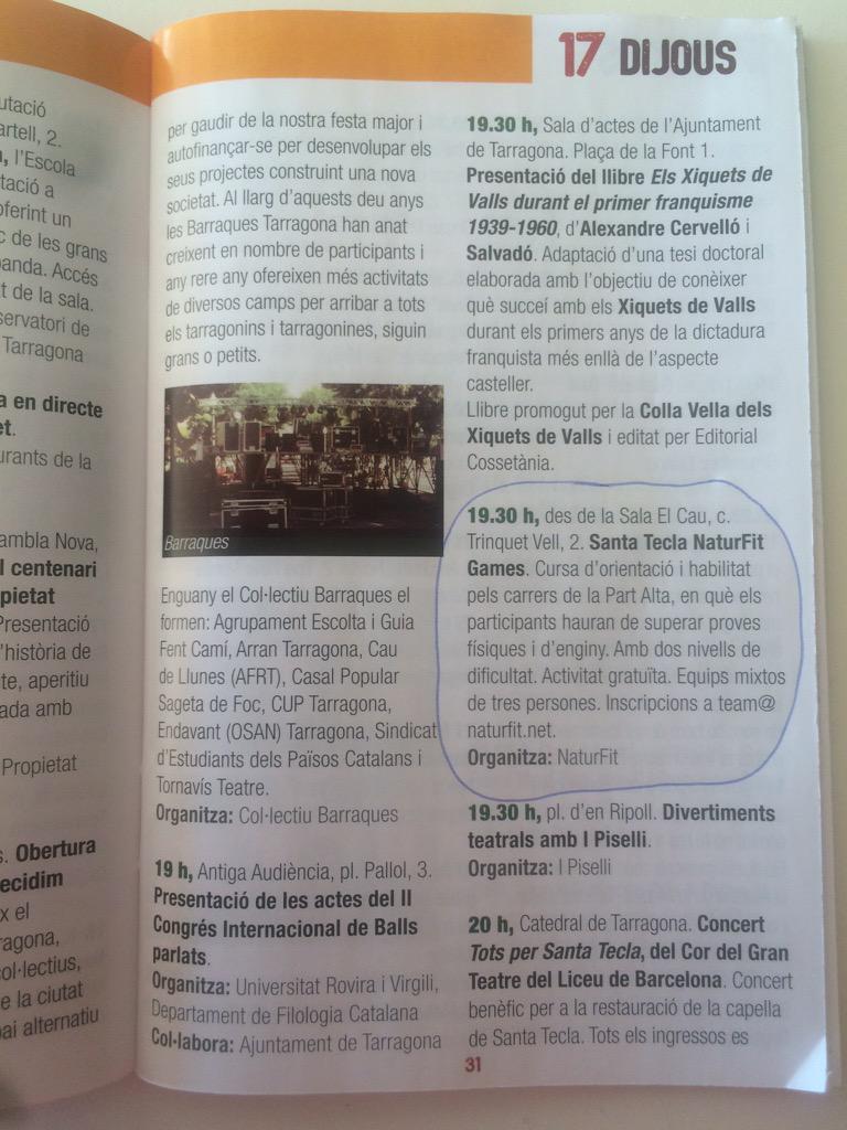 Ja heu marcat les activitats que us interessen del programa de festes? #GanesDeSantaTecla #Valor2017 #Tarragona