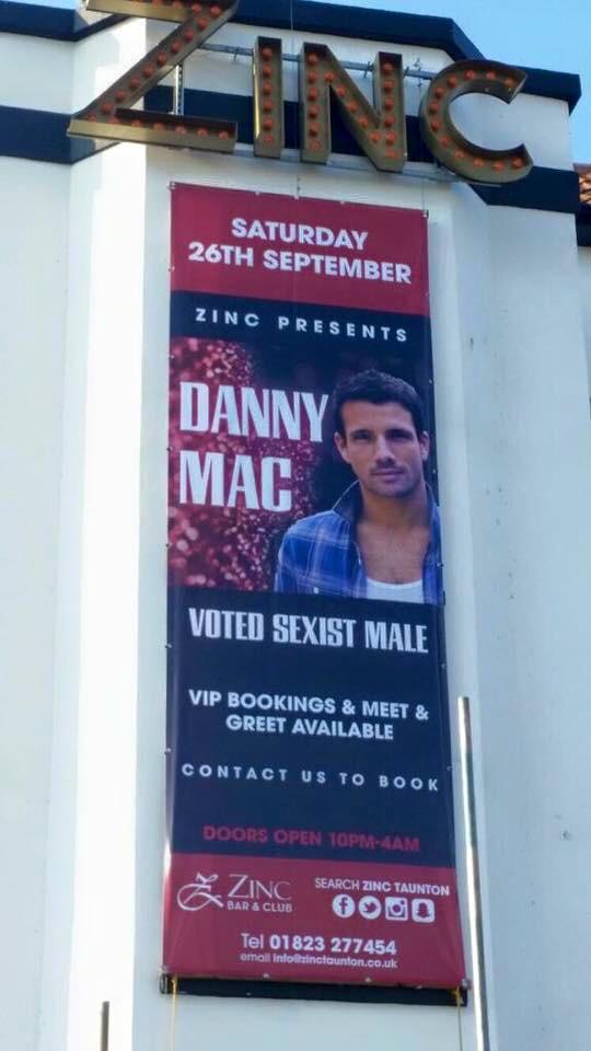 SophieHamerMUA's tweet photo. @dannymaconline welcome to #Taunton and our amazing spelling! #sexistmale http://t.co/sHaymXKR4E