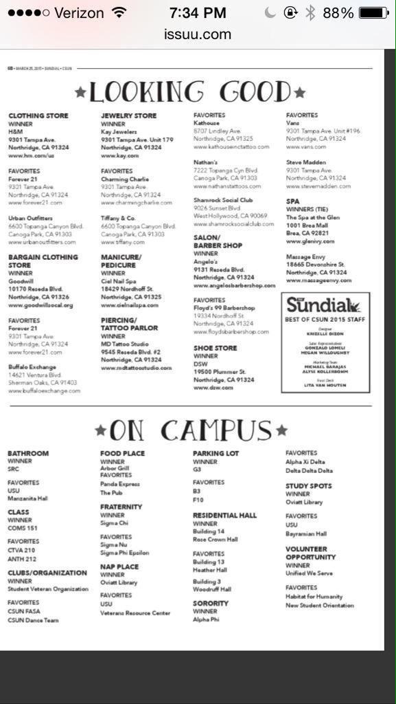 csunfasa's tweet photo. Thank you to CSUN's @dailysundial for voting CSUN FASA a favorite campus organization! #bestofCSUN #wemadeit http://t.co/Zx5uExa4r9