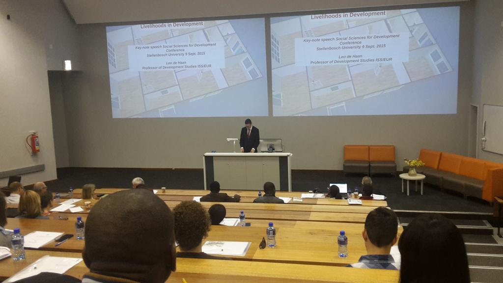 GEM_SU's tweet photo. Prof Stan du Plessis, dean of the EMS faculty opening the #ssd2015 conference @SSDMaties http://t.co/QsLcaoFfKL