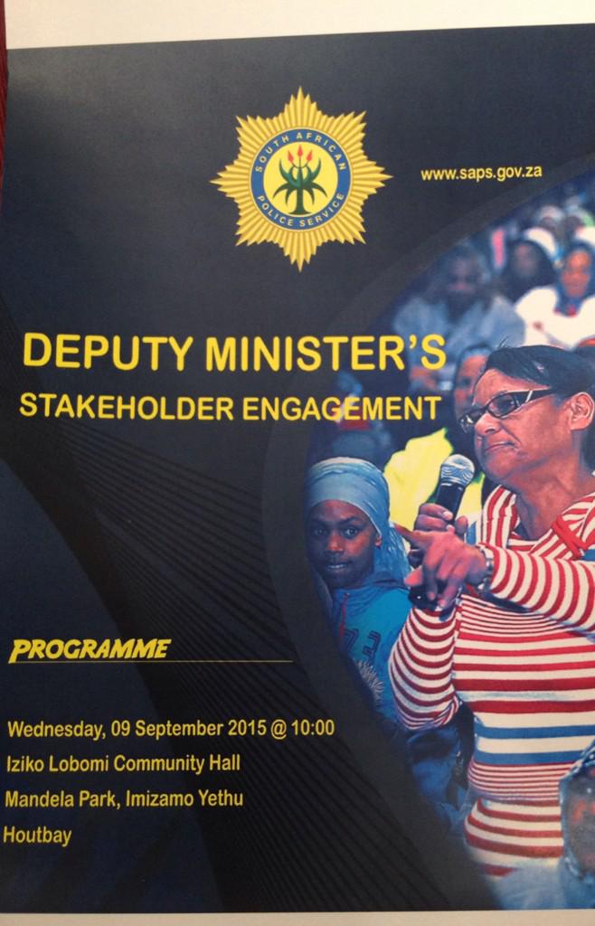 HBpartnership's tweet photo. Deputy Minister's Stakeholder Engagement at Iziko Lo Bomi now. #houtbay #saps http://t.co/dF3EIMQkEk