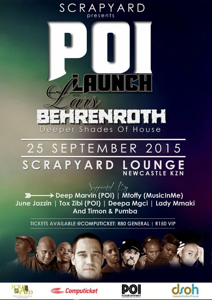 POISessions's tweet photo. #POILAUNCH 25 September @ScrapYardNN with @LarsLB tickets available @Computicket R80-R150 http://t.co/CUPWuY7oZJ