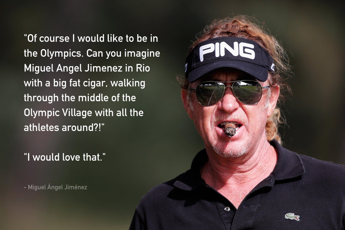 DPWorldTour's tweet image. Miguel Ángel Jiménez was asked if he would like to be in the Olympics. 😎