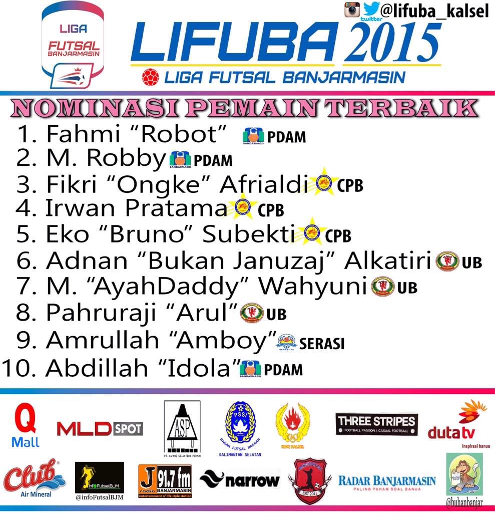 Lifuba_Sport's tweet photo. Nominasi The Best Player #LIFUBA2015 Cc: @JRadio917FM @InfoFutsalBJM @BuhanBanjar http://t.co/X8gzVIHJIu