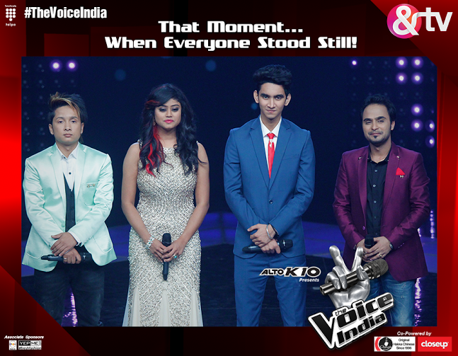 AndTVOfficial's tweet photo. .@PMusic123, @ParamparaThakur, @rishabhdude80 &amp; @deepeshrahi29 caught just before #TheVoiceIndia result announcement http://t.co/rje2Vp1VzJ