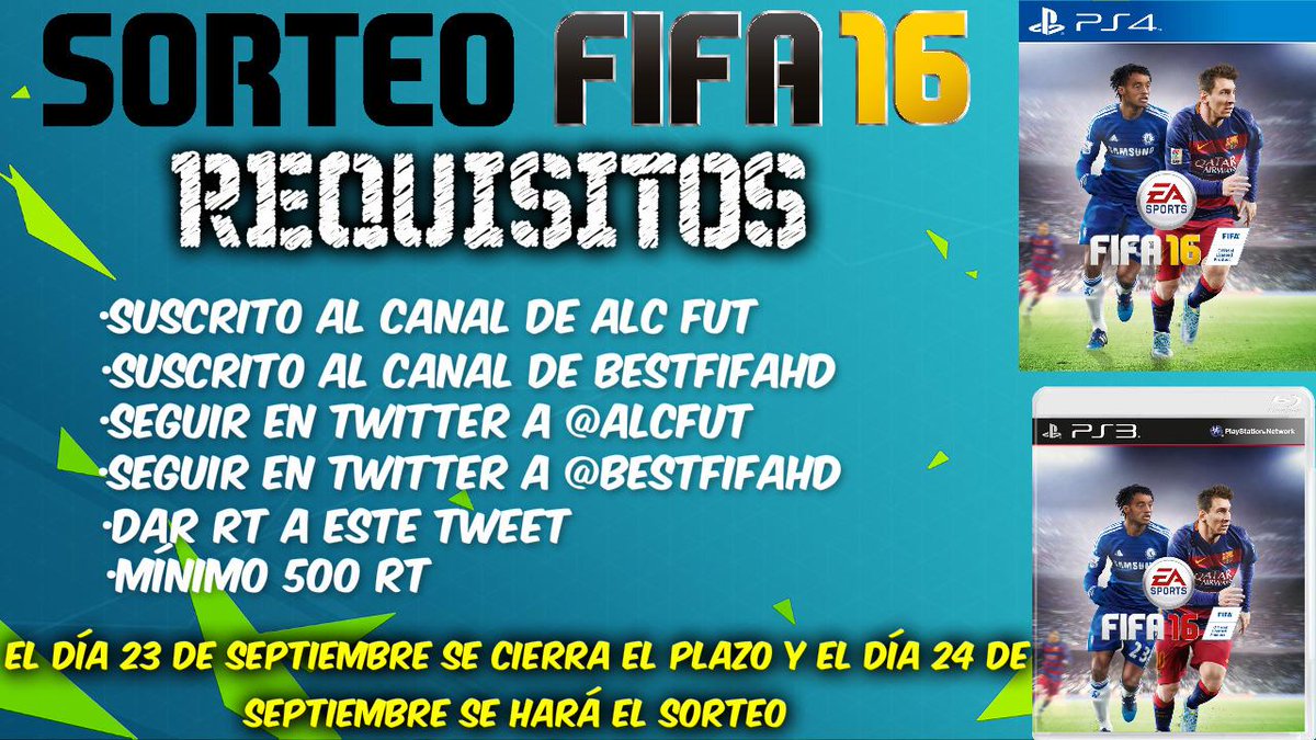 get_superplanet's tweet photo. SORTEO DE UN JUEGO DE FIFA 16 PARA PS3 O PS4
REQUISITOS EN LA MINIATURA 
SOLO PARTICIPARA EL QUE LOS HAGA TODOS http://t.co/2p5oMcDr8B