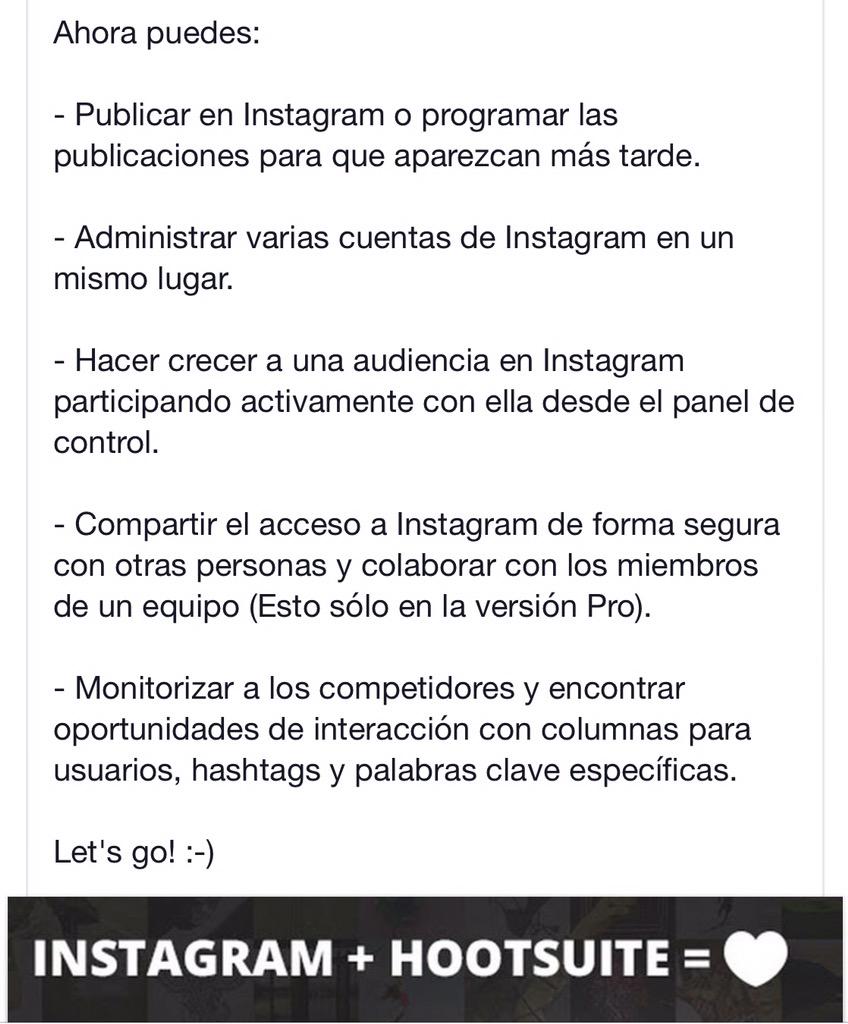 SeniorManager's tweet photo. La herramienta @Hootsuite se integra con @Instagram
¡Mira en la imagen todo lo que ahora puedes hacer!👍
#socialmedia http://t.co/Wl8LyJytmQ