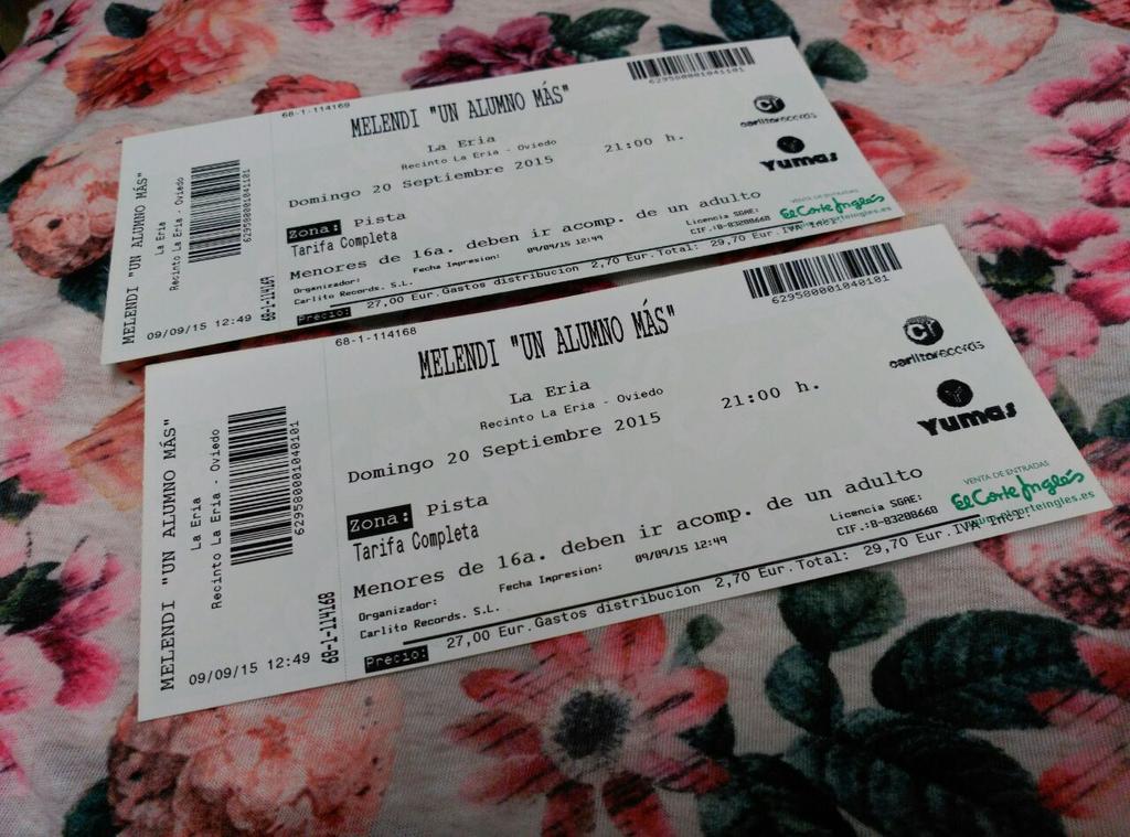 Ya tenemos las entradas de <a href="/MelendiOficial/">Melendi Oficial</a> !!!! Muchas Gracias <a href="/carmencar14/">Carmen Felix Braña</a> x patearte oviedo!! Te quiero preciosa!!!