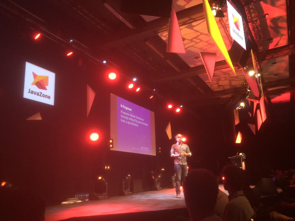 karischj's tweet image. Conference room cleverly disguised as rock concert stage.  #javazone2015 #javazone