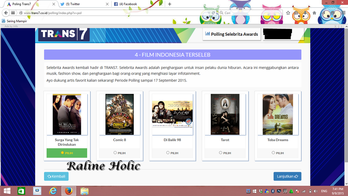 VOTE @SurgaTheMovie menjadi Film Indonesia terseleb 2015 versi <a href="/TRANS7/">TRANS7</a> dan <a href="/selebrita7/">Selebrita7.com</a> trans7.co.id/polling/index.… :D