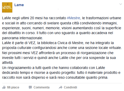 lamevez's tweet photo. Un ringraziamento a tutti quelli che hanno collaborato con LaMe dedicando tempo e risorse a questo progetto. http://t.co/sidSJGZyPx