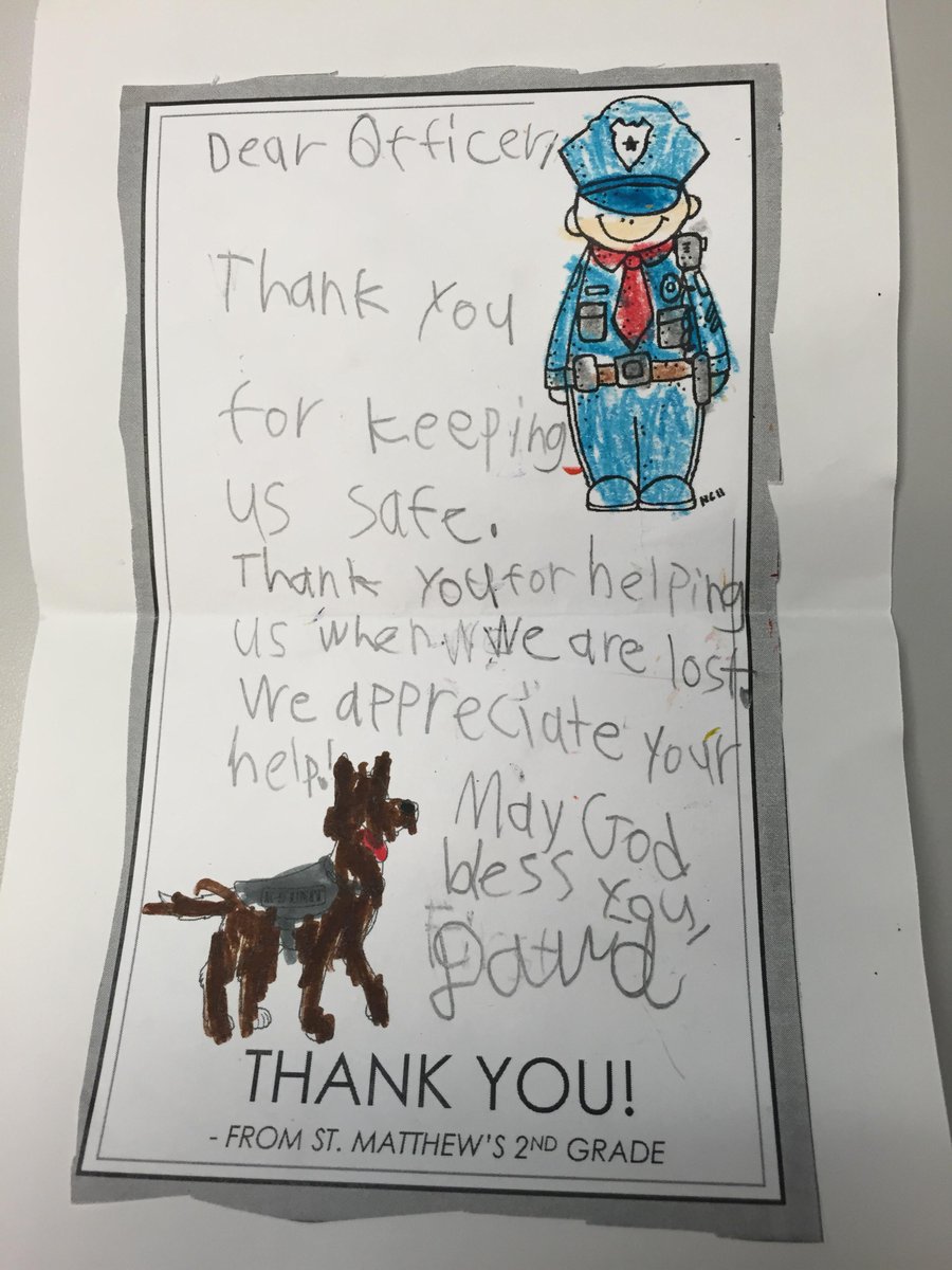 ClarkCPD's tweet image. I received this card today from David who is in the 2nd grade class @ St. Matthew's school.   Thank you David.