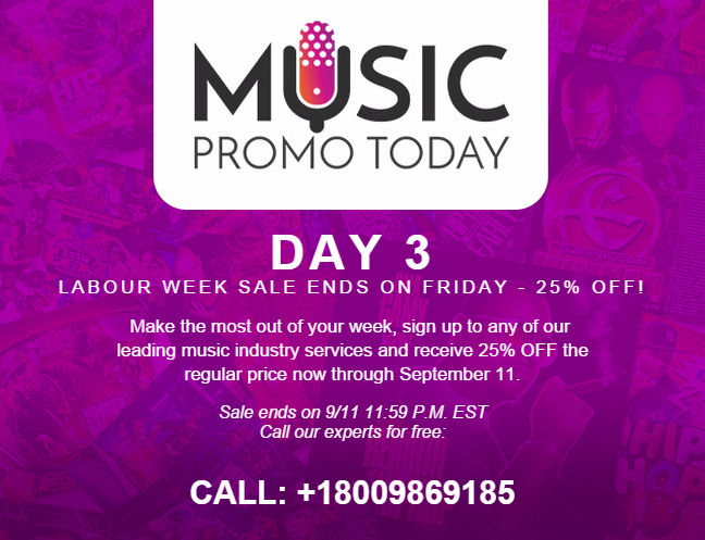 MusicPromoToday's tweet photo. Labour Week Special! Get 25% OFF your Video, Single, Album or Viral Campaign by Friday, September 11! #LabourWeek http://t.co/cVbbaeR29g