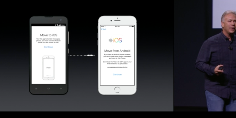 Buzzman_ME's tweet photo. Shift is easier now! Apple introduced an Android app to transfer data to iPhone.. #AppleEvent http://t.co/2PUSpxahrL