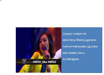 ItaNeez's tweet photo. @NetCLC Libra lipsync Ku Bahagia..iya aq bahagia klo km menang bawa 10 juta atau jd favoritnya #NETCLC_Libra #NETCLC http://t.co/4r3QpgZFjN