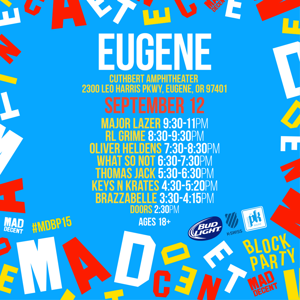 MDBlockParty's tweet photo. Eugene Set Times! http://t.co/Lz0xvog62L