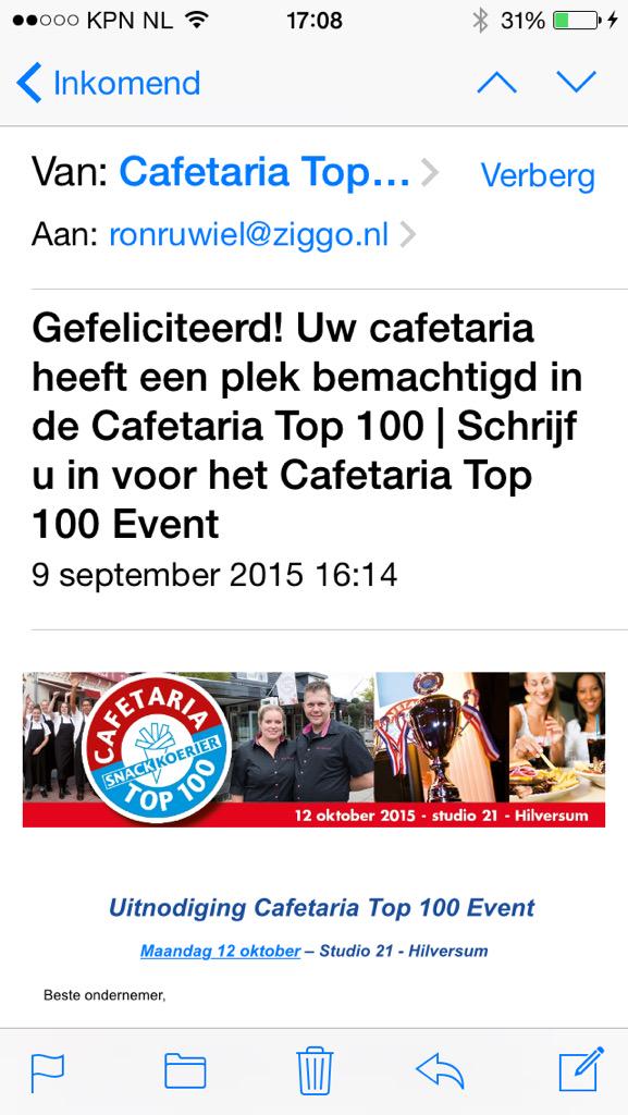 We Zitten bij de beste 100 cafetaria's van Nederland!!maandag 12 oktober weten we op welke plaats, spannend!!!!
