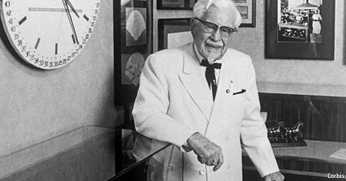 TheEconomist's tweet photo. Colonel Sanders, born #onthisday in 1890, travelled America selling his fried chicken recipe http://t.co/7kC9njn4gW http://t.co/7r30N089mJ