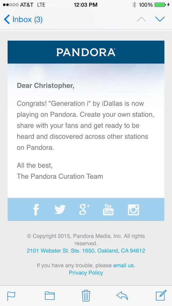 iDallasMusic's tweet photo. It's official, iDallas is live on Pandora!
check out "Generation i" and give me some plays so I can get paid ;) http://t.co/JUfEAEYDOn