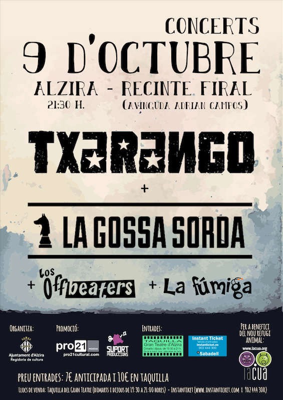 SuportProduccio's tweet photo. Enguany el 9 d'OCTUBRE és especial. I el celebrarem a Alzira amb @lagossasorda i @txarango junts! 

🔥🔥 RT SI VENS! 🔥🔥 http://t.co/0o2LUzK1wQ