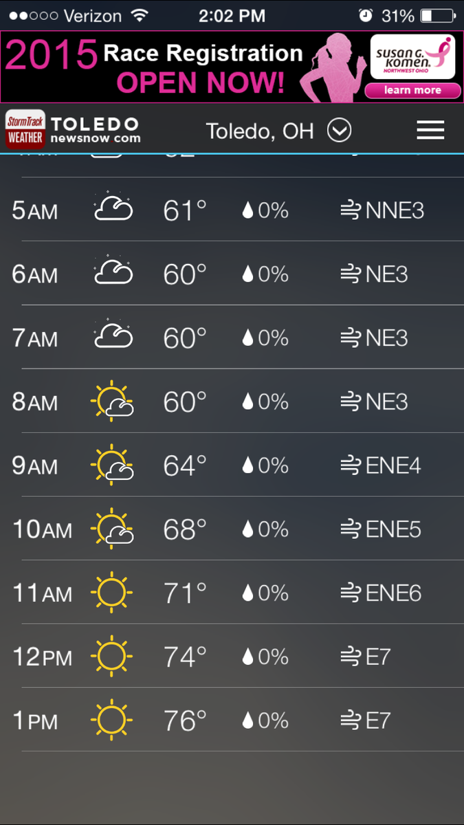 WeatherKimberly's tweet photo. Tomorrow: Sunny & warm #whyistormtrack #StormTrackWeatherApp http://t.co/hep8orA6sH