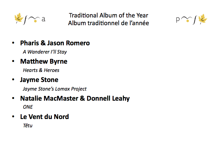 folkawards's tweet photo. Traditional Album of the Year/ Album traditionnel de l'année #CFMA2015 #StrumTogether http://t.co/SoULltPAxF