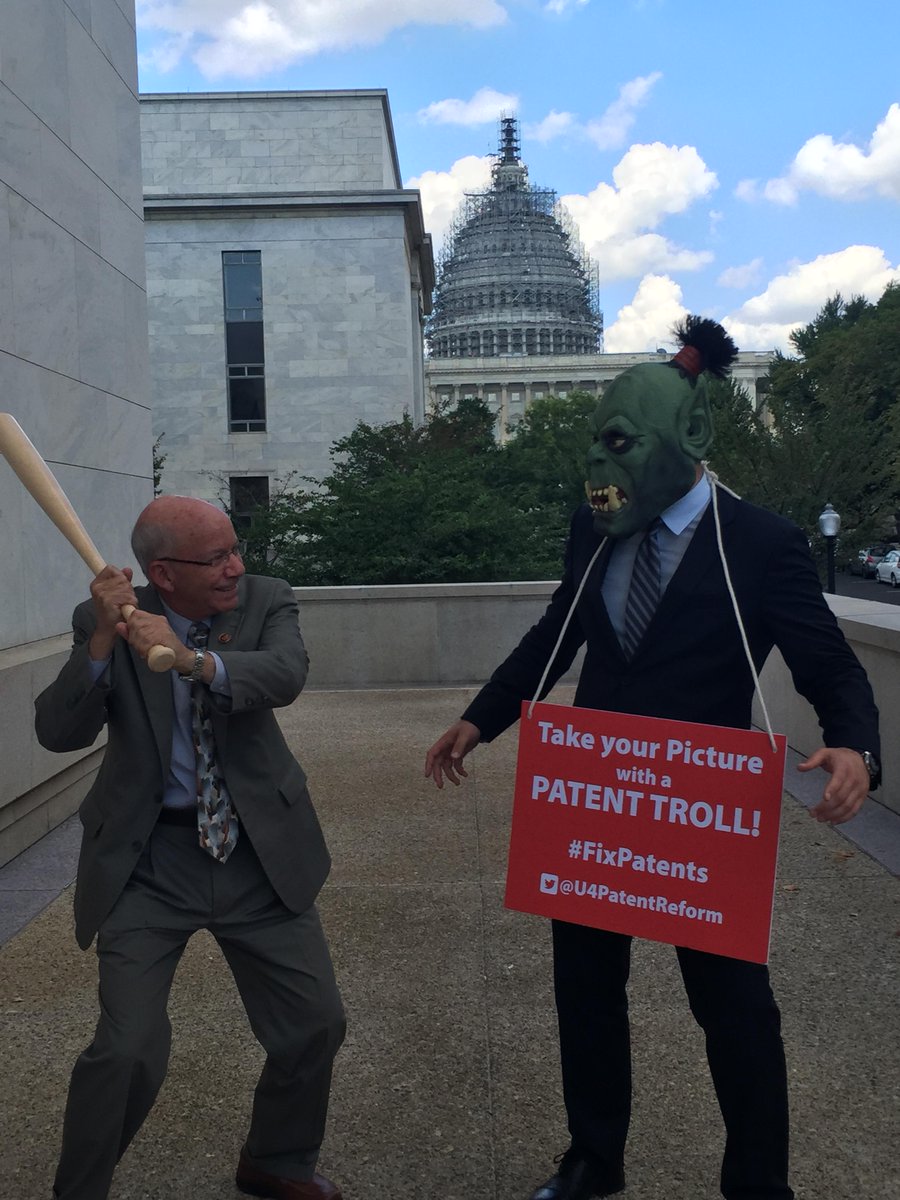 RepPeterDeFazio's tweet image. Patent trolls threaten businesses across the US. Until we pass HR.9, I&apos;m going after them myself! #fixpatents