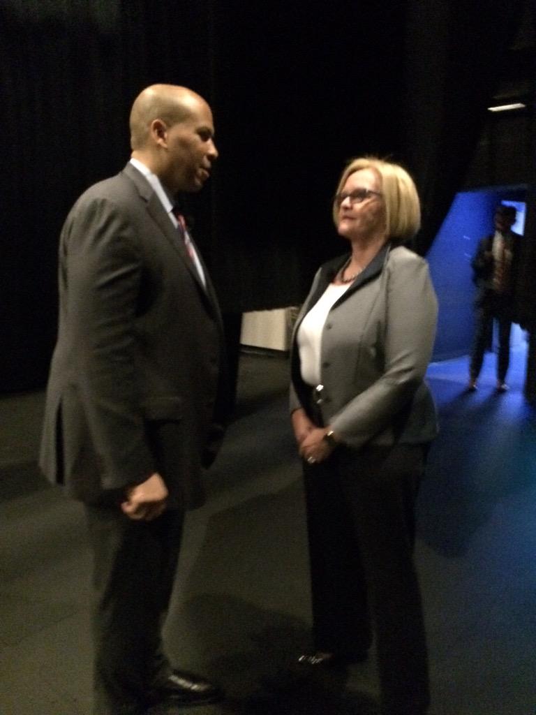 PlentyLadylike's tweet photo. .@clairecmc &amp; @CoryBooker getting their game faces on before a #PlentyLadylike discussion at GW-U. http://t.co/t5cMDPfRHW