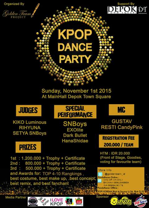 POP! Korean (@popkoreans_) on Twitter photo KPOP DANCE PARTY 2015
Dance Cover Competition
Sunday, 01 Nov 2015 At Main Hall, Depok Town Square
<a href="/Goldenteam_id/">KPOPDANCEPARTY2015</a> KPOP DANCE PARTY 2015
Dance Cover Competition
Sunday, 01 Nov 2015 At Main Hall, Depok Town Square
<a href="/Goldenteam_id/">KPOPDANCEPARTY2015</a>