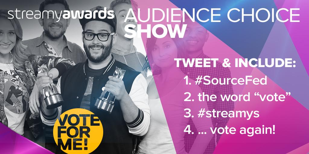 streamys's tweet photo. 🔥 Can't get enough @sourcefed? 🔥 RT to vote for #Sourcefed for #streamys Show of the Year! 👏 http://t.co/KhfCQ4nmqY