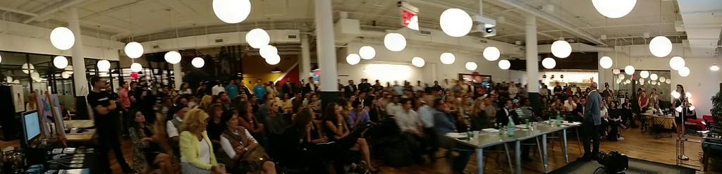pienaber's tweet photo. super packed house at the @WeWork x Bread & Buzz JAM at #weworkchelsea http://t.co/qaVhaLwtzg