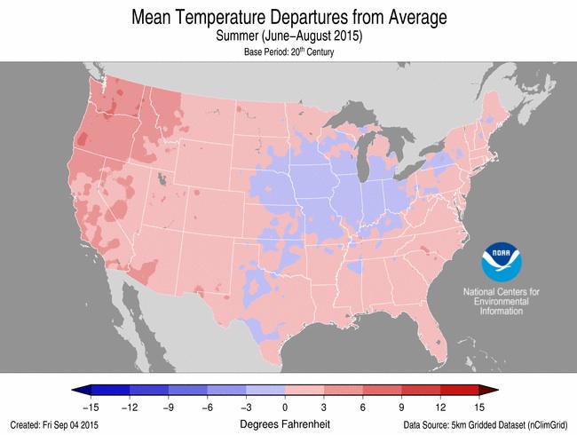 4 Western states - WA, OR, CA &amp; NV - have seen their warmest year-to-date through August: buff.ly/1EONISV