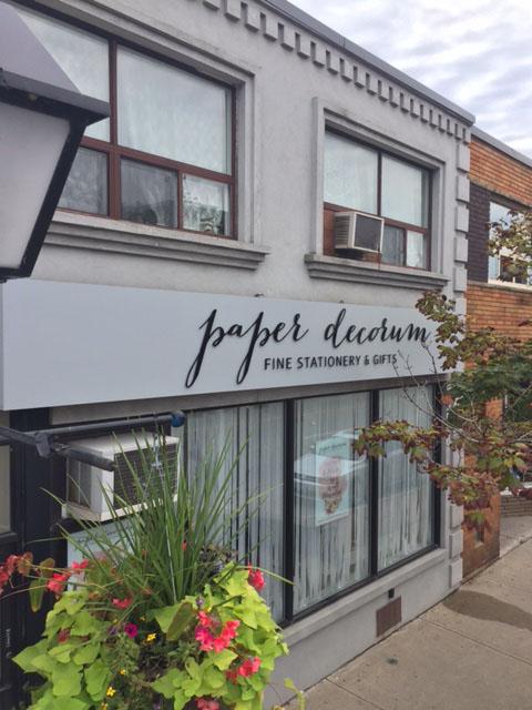 Billboards_TO's tweet photo. Just installed a new sign for @paperdecorum 
Black acrylic letters on light grey composite panel.
#signmaking http://t.co/AtVo77zVKB