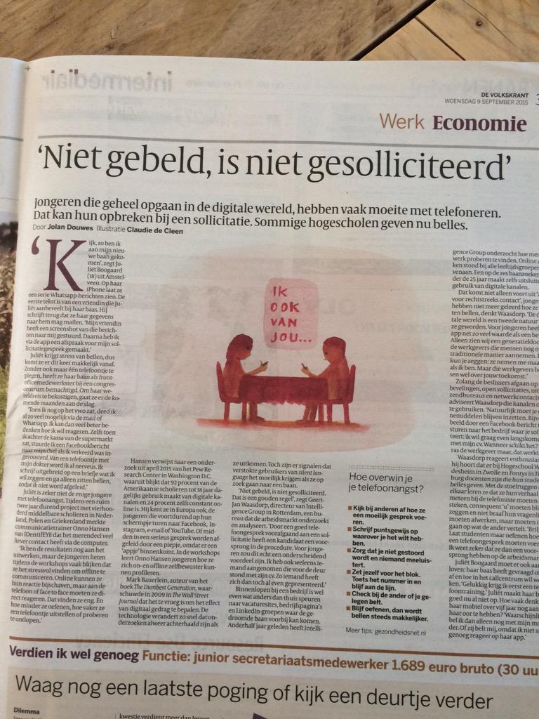 BuroTalent's tweet photo. Fijn, een beetje bevestiging van de Volkskrant! #loopbaanadvies #solliciteren http://t.co/ryVkz37lbO