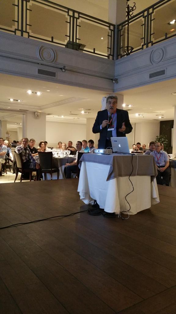 Giorgio Palumbo giving the conference dinner speech at #esaathena