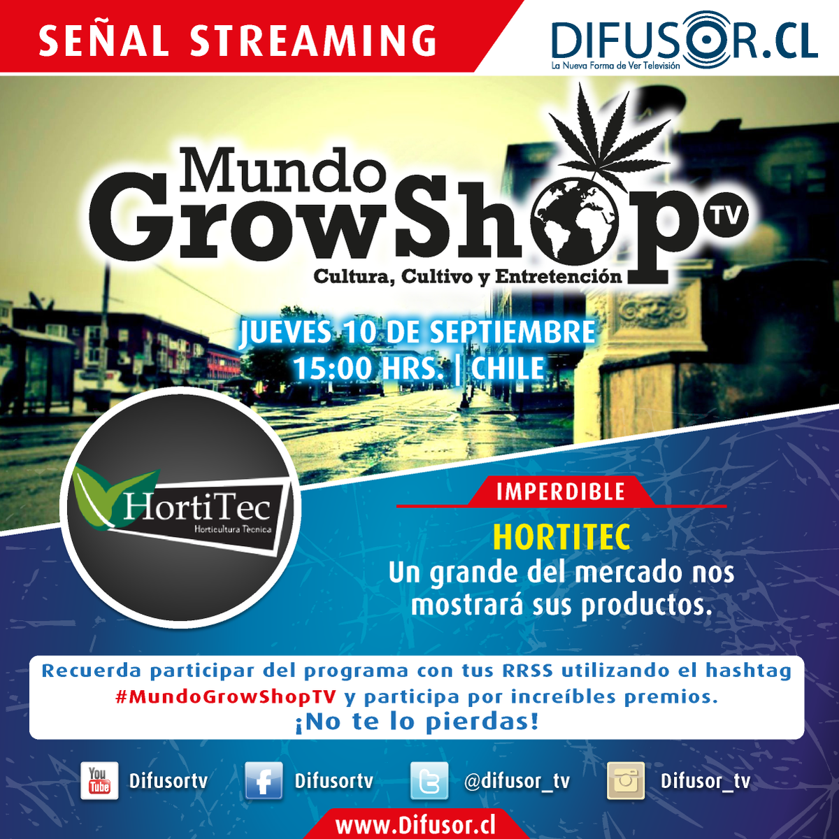 Difusor_tv's tweet photo. Mañana 15:00 hrs. @HortitecSpain en #MundoGrowShop, para hablar de #Autocultivo y más. ¡RT! @Eskapate, @ChileCannabis http://t.co/gCFTRpLkiq