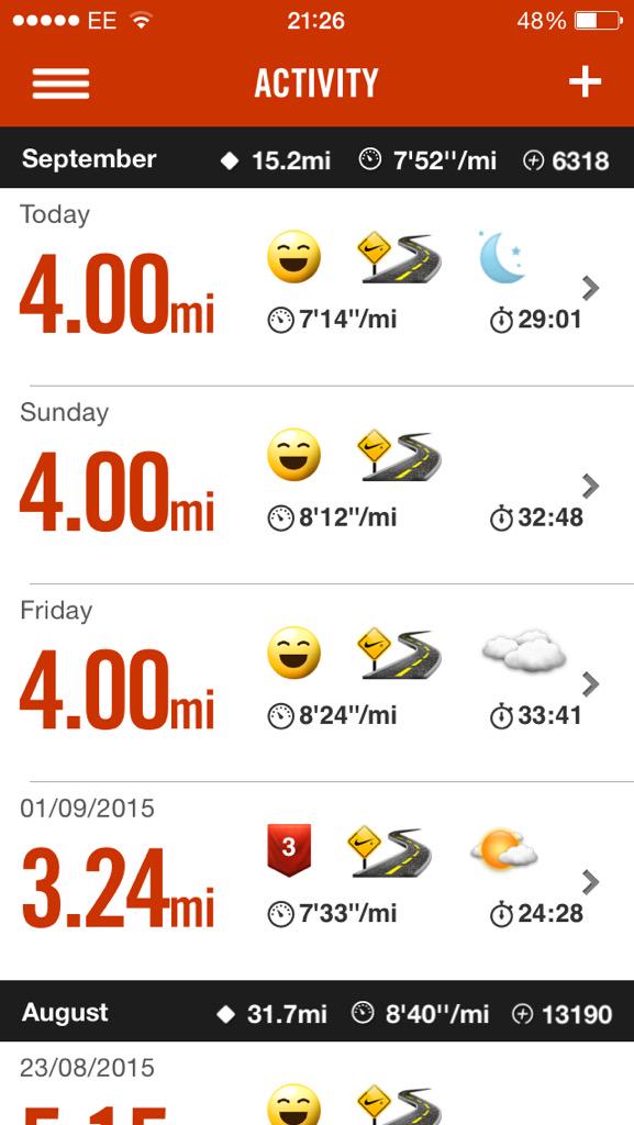 SeanD03's tweet photo. good pace on my 4 mile course tonight, cut off 2 minutes 47 seconds from the previous attempt #continuousimprovements http://t.co/yH6e3lPU6c