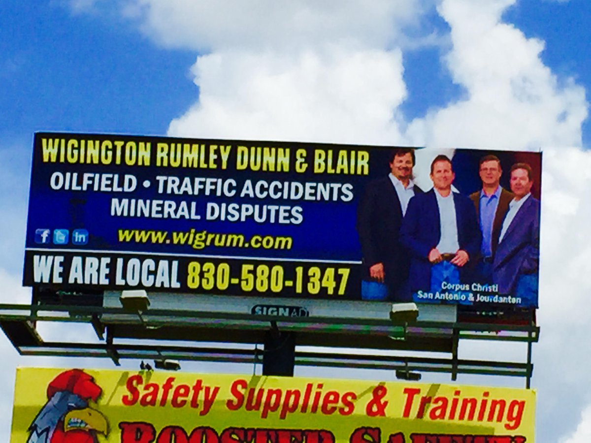 WigRumLaw's tweet photo. We're so proud to show our new #billboards in #pleasanton & #charlotte #tx! Thanks to Holly at #SignAd for your help http://t.co/iFH3R49zjm
