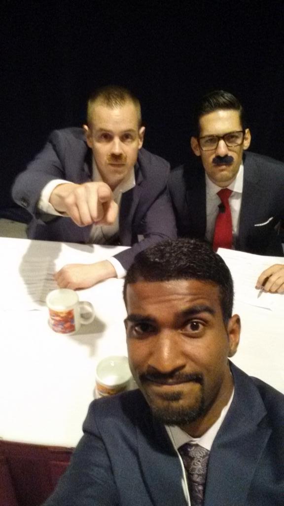 TenaciousD_ias's tweet photo. @EYCampusCanada  Pre-Good Morning Toronto pics with the cast @EYMichael &amp; @EYLorne. Stache game strong all around💪 http://t.co/9ihbLtlKwN
