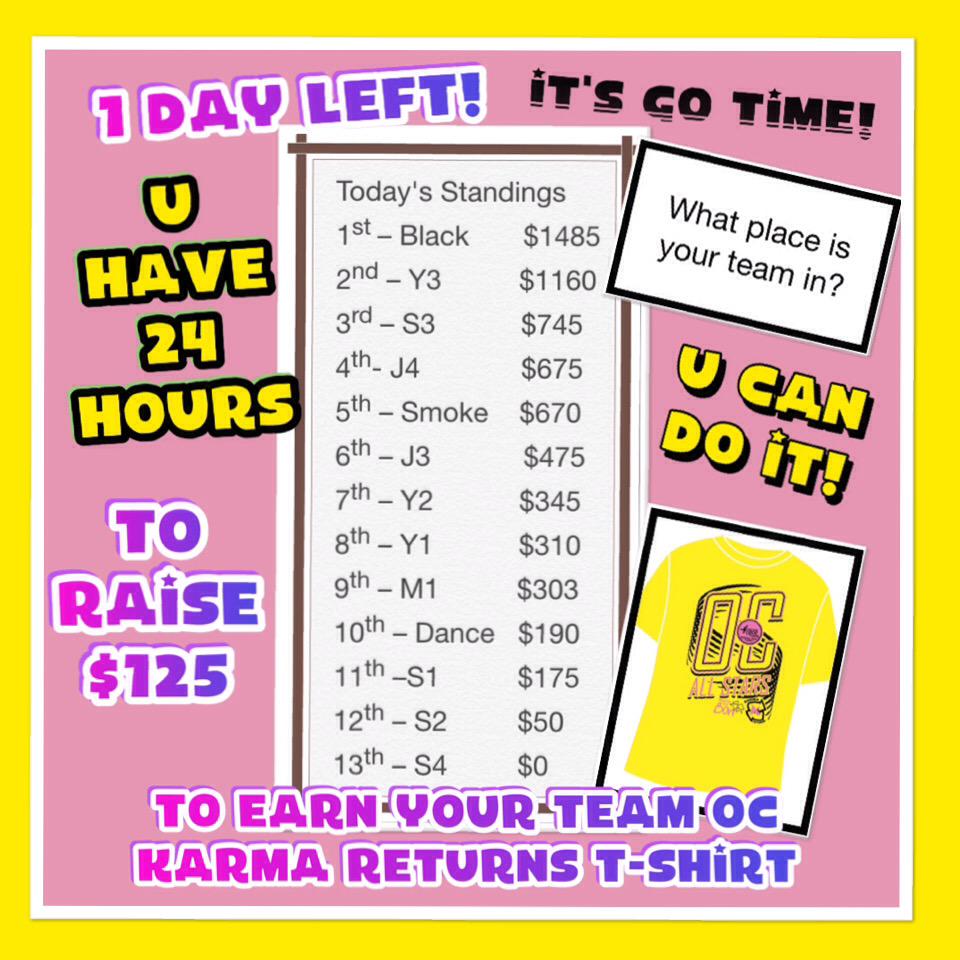 ocbeyondthebow's tweet photo. IT'S GO TIME! 24 hours left 2 Earn your @KarmaReturns Team OC shirt! @OCAllStars_ @Race4TheCure http://t.co/MD9ZaKYnRv