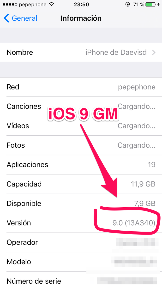 Daevisd's tweet image. Instalado #iOS9GM en mi #iPhone6 #Apple y ya descargando la beta 1 de #iOS91 😊