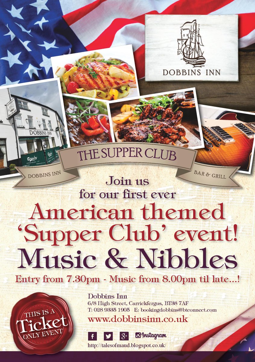 dobbinssupper's tweet photo. Only 2 days to go and there's a great Carrick buzz about the big launch! See the pic to secure the last few tickets!  http://t.co/yY52W4D6xo
