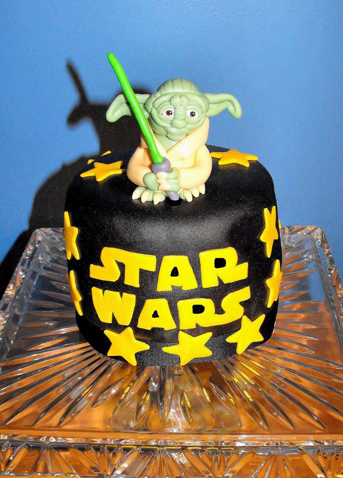 #StarWars #yoda Cake, Fresh Lemon Cake with Handmade Fondant Decorations on.fb.me/1hYVAqc Like us on FB!