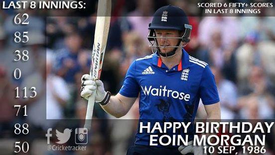 Happy Birthday Eoin Morgan. He turns 29 today....  